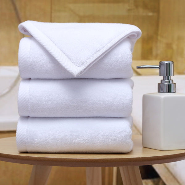 10-PCs Package Standard Hand Towel, 100% Cotton, 29x13, White, GSM400, 0.2 lbs/90g