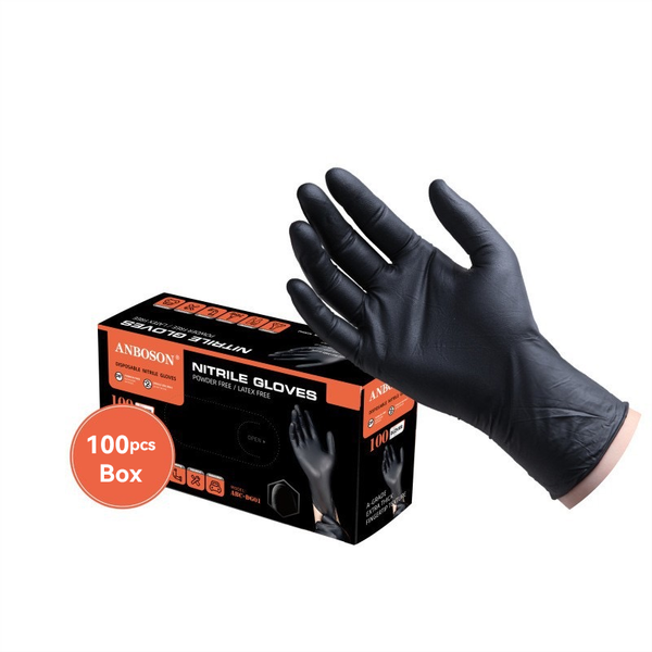 100% Pure Nitrile disposable Gloves, super thick 5mil, Black Gloves Disposable Latex Free, Disposable Gloves for Household, Food safe (100/Box)