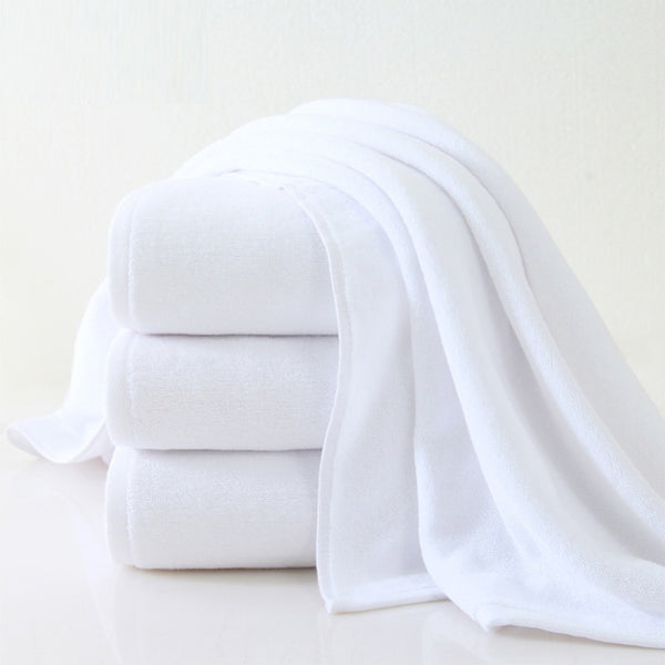 one bag Package Premium Bath Towel, 100% Cotton, 55x28, Decorative Hemming, White, GSM600, 1.32lbs/600g (60 pcs/1 bag)